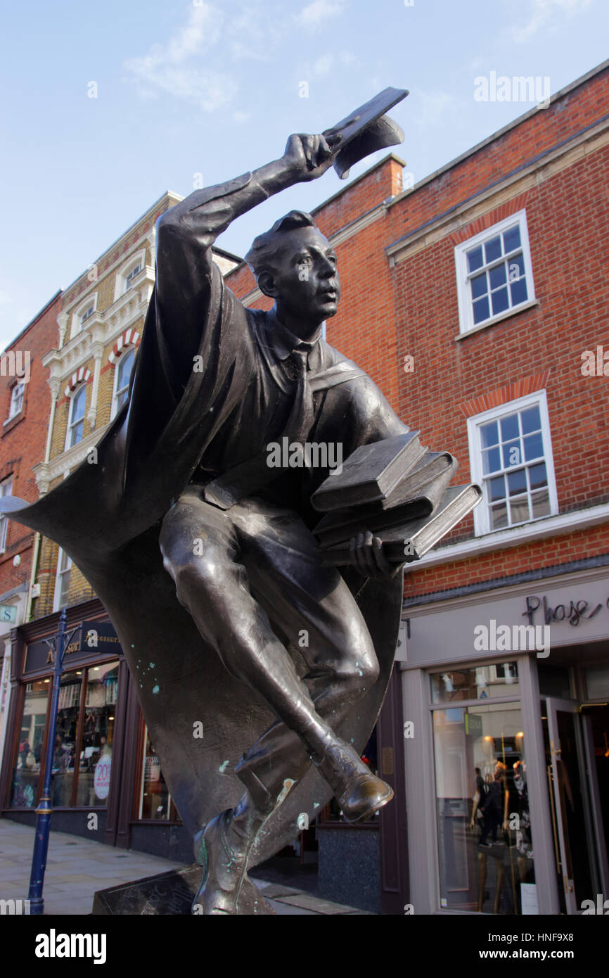 The Surrey Scholar Statue High Street Guildford Surrey Stock Photo