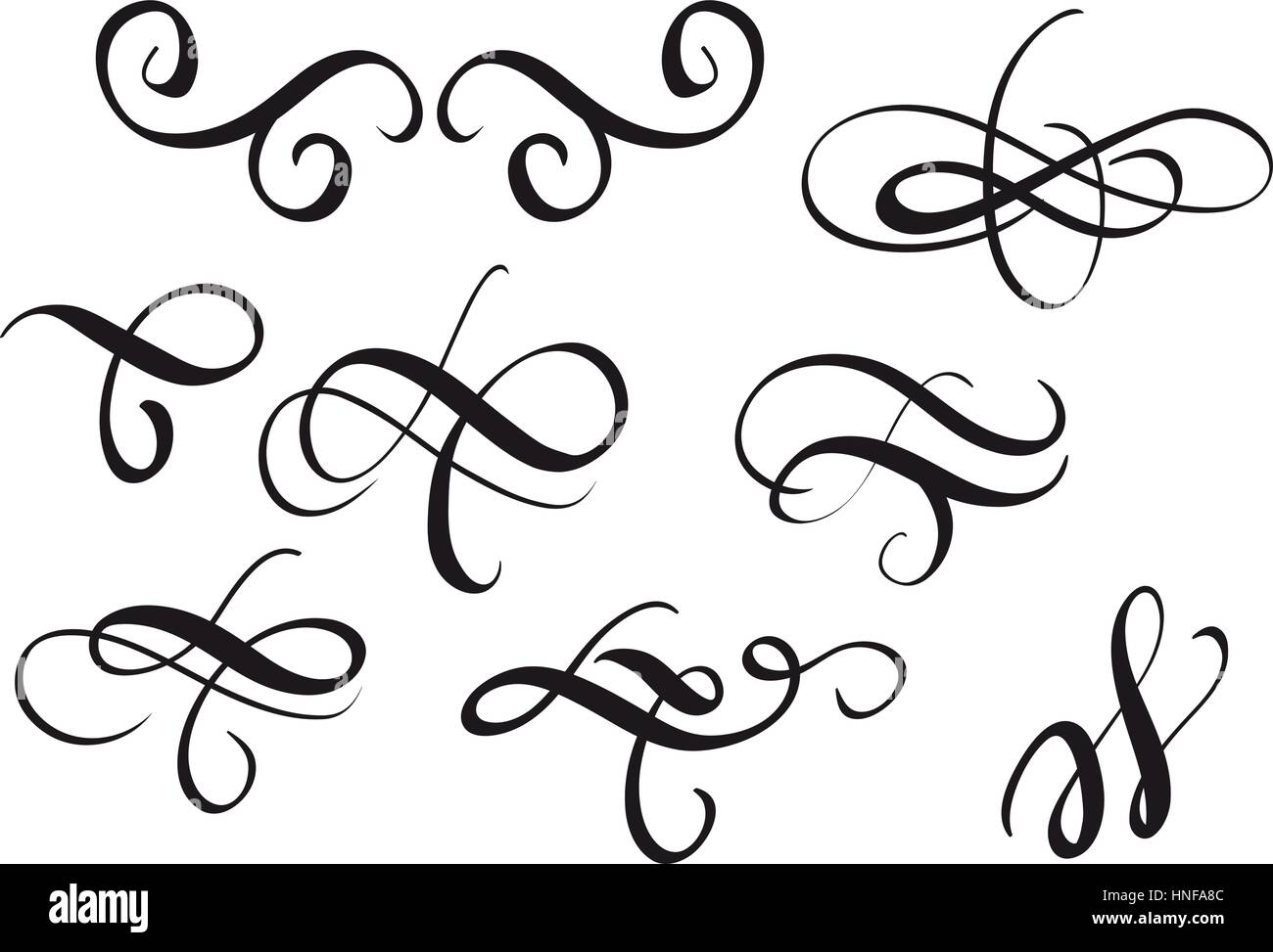 set of vintage decorative flourish for design. Vector illustration EPS10 Stock Vector