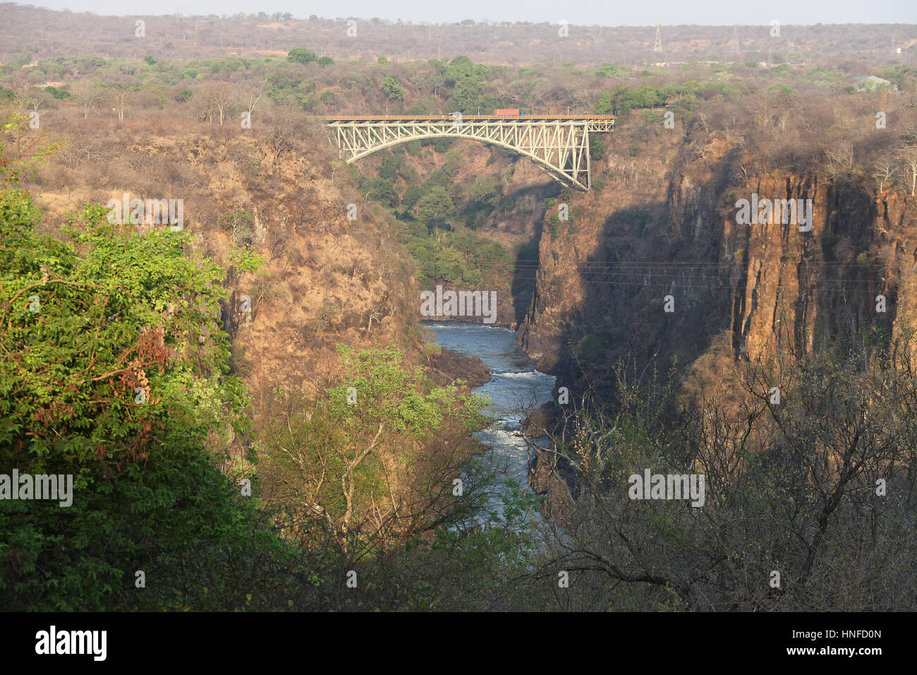 Victoria Falls Bridge which crosses the Zambezi River Stock Photo