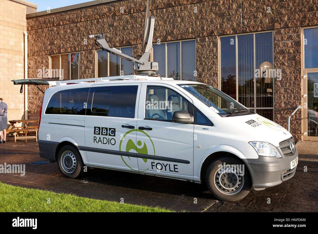 bbc local radio outside broadcast mercedes vehicle Newtownards County Down Northern Ireland Stock Photo