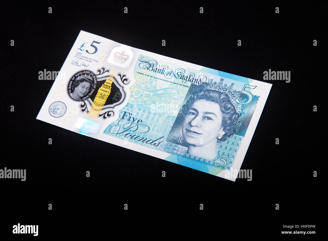 New polymer 5 pound note Stock Photo