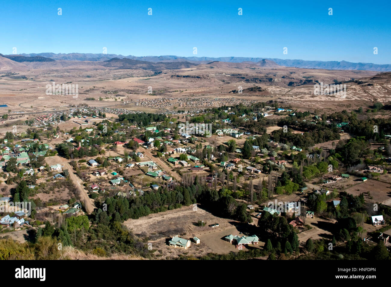 Shops on the main square in the small town Clarens
