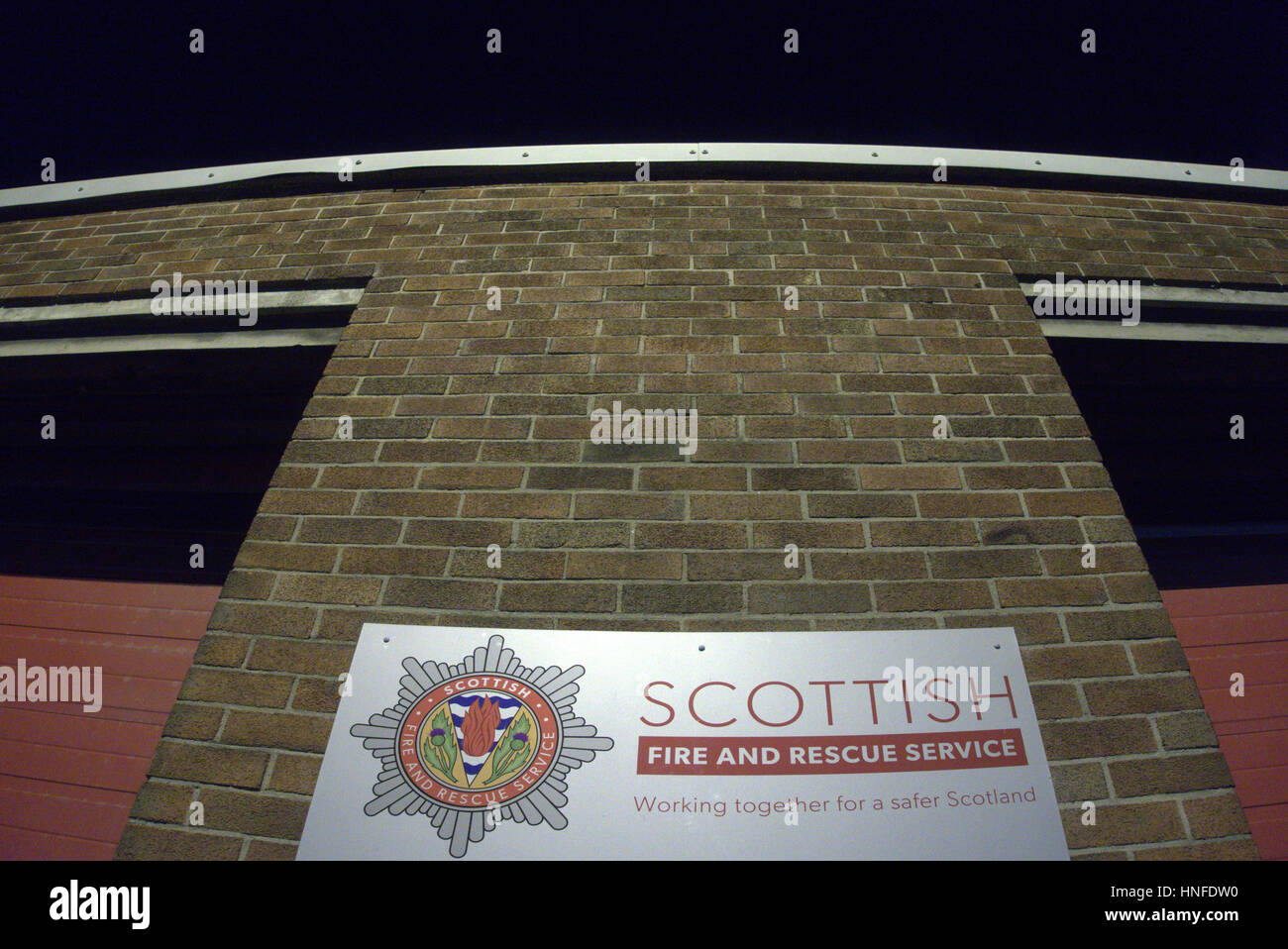 Scottish Fire Station sign on fire station Stock Photo