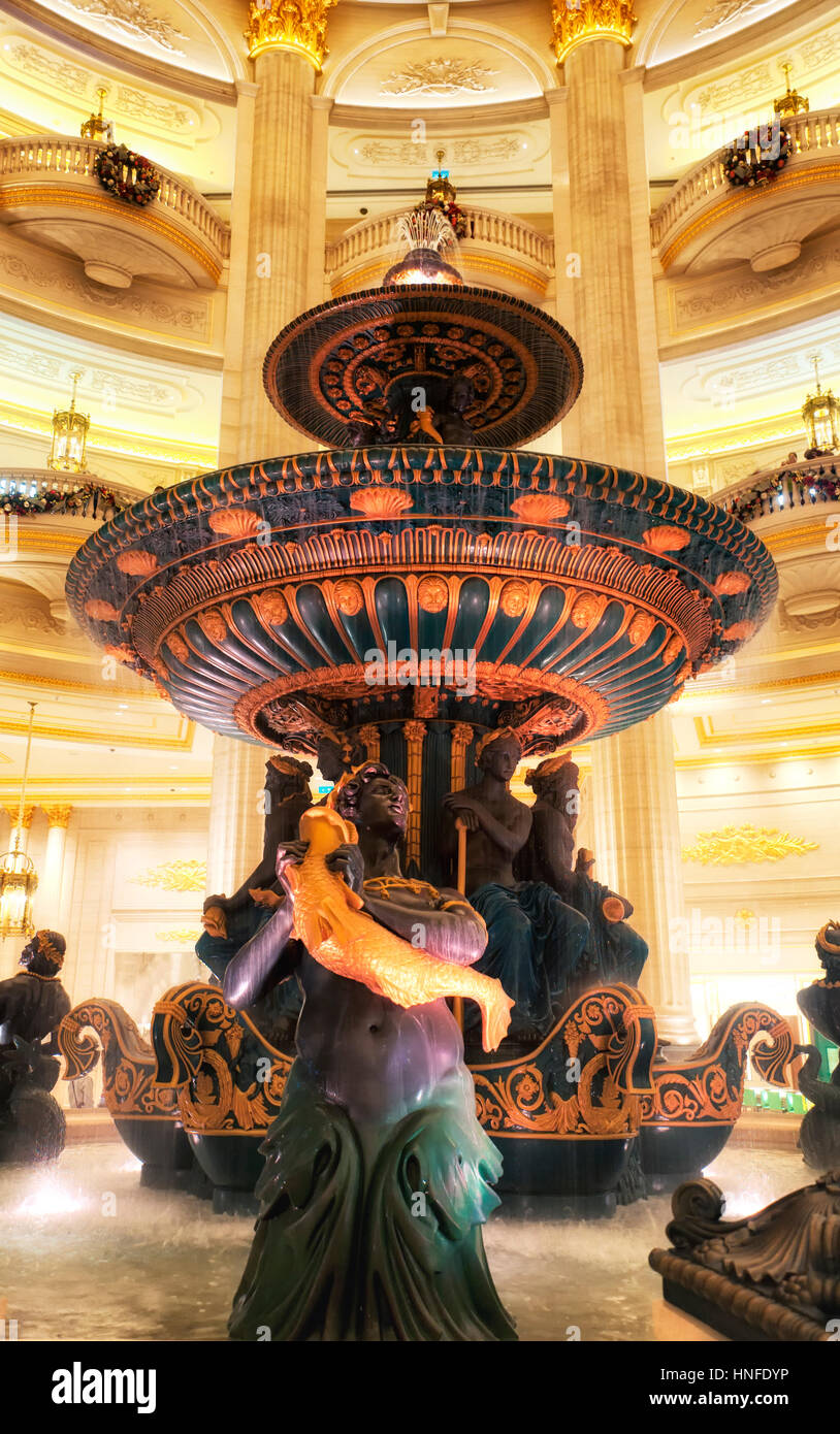 A water fountain within the parisian hotel in the city of Macao China
