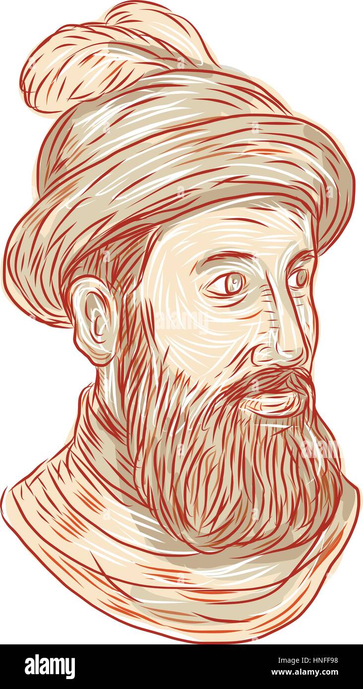 Drawing sketch sytle illustration of Francisco Pizarro Gonzalez, a Spanish conquistador who led an expedition that conquered the Inca Empire and claim Stock Vector