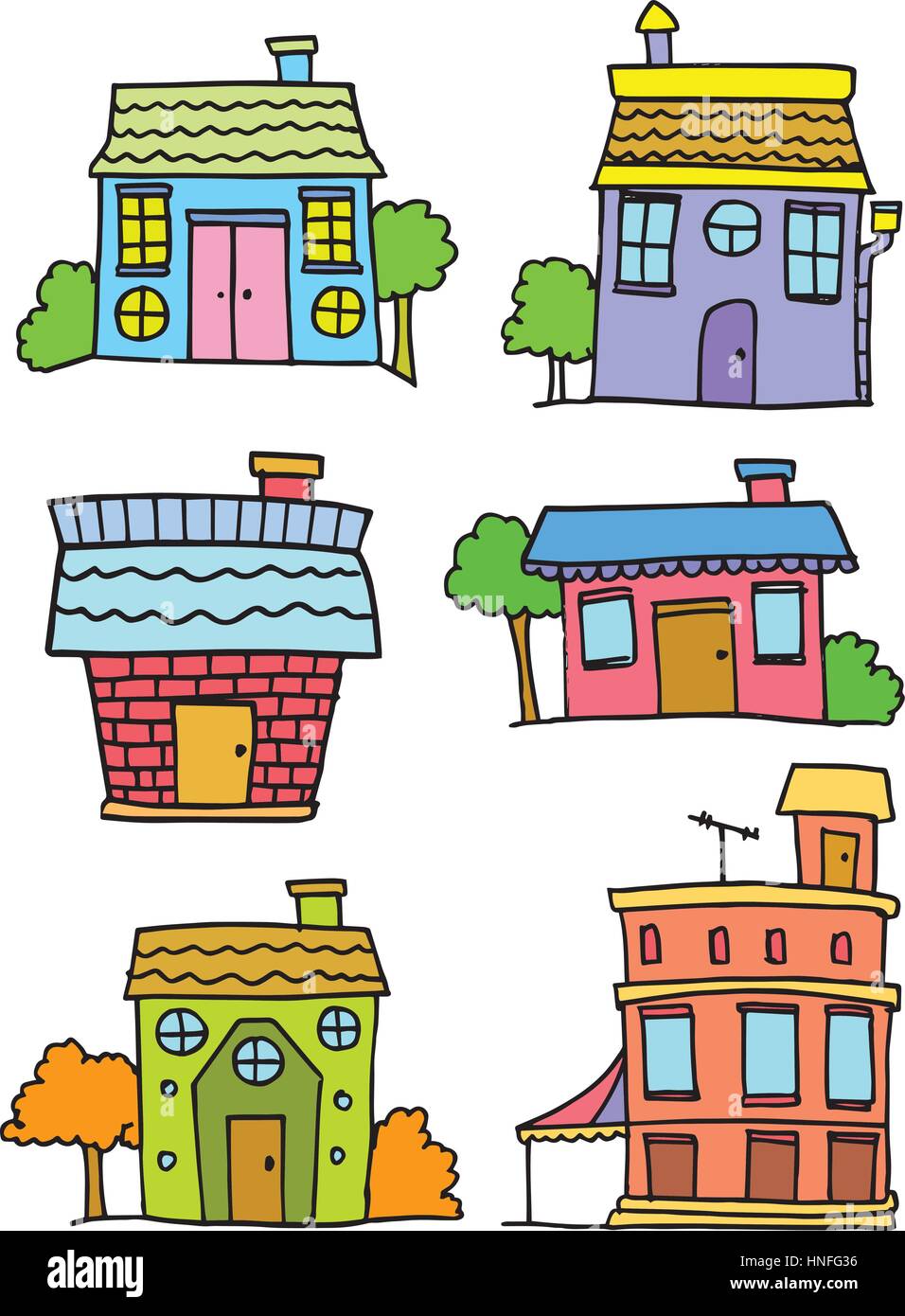 Doodle of house set vector art collection stock Stock Vector Image ...