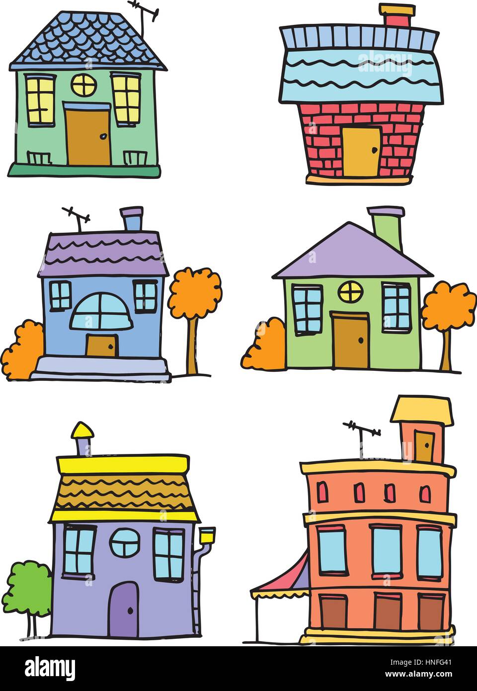 Doodle of house set vector art collection stock Stock Vector Image ...