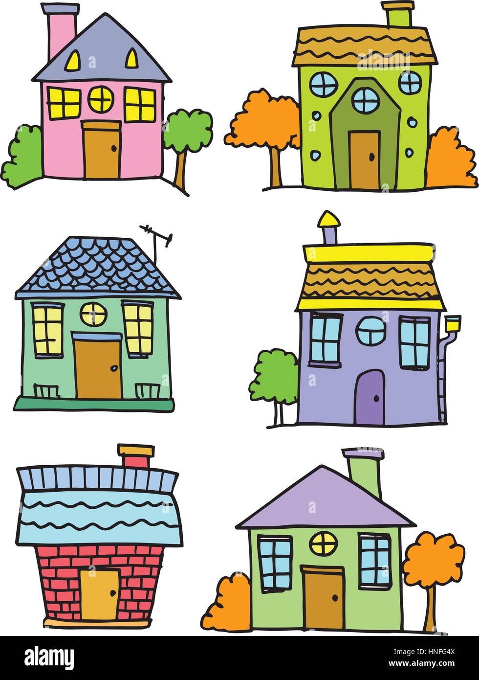 Set of house colorful hand draw vector art Stock Vector Image & Art - Alamy