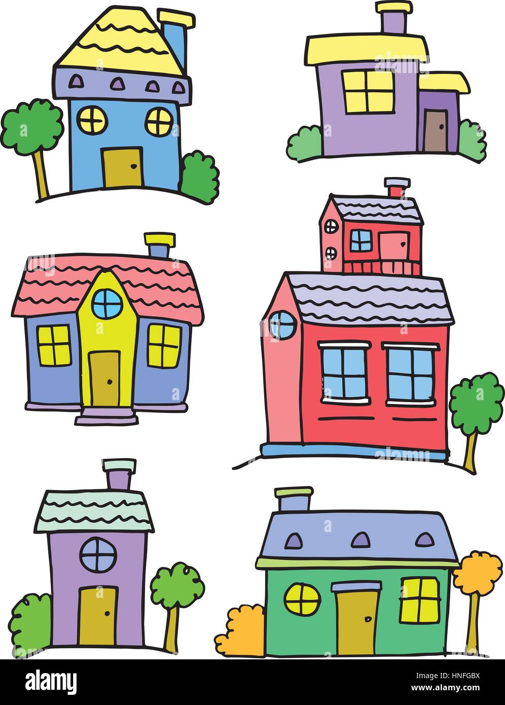 Vector art of house set doodles collection stock Stock Vector Image ...