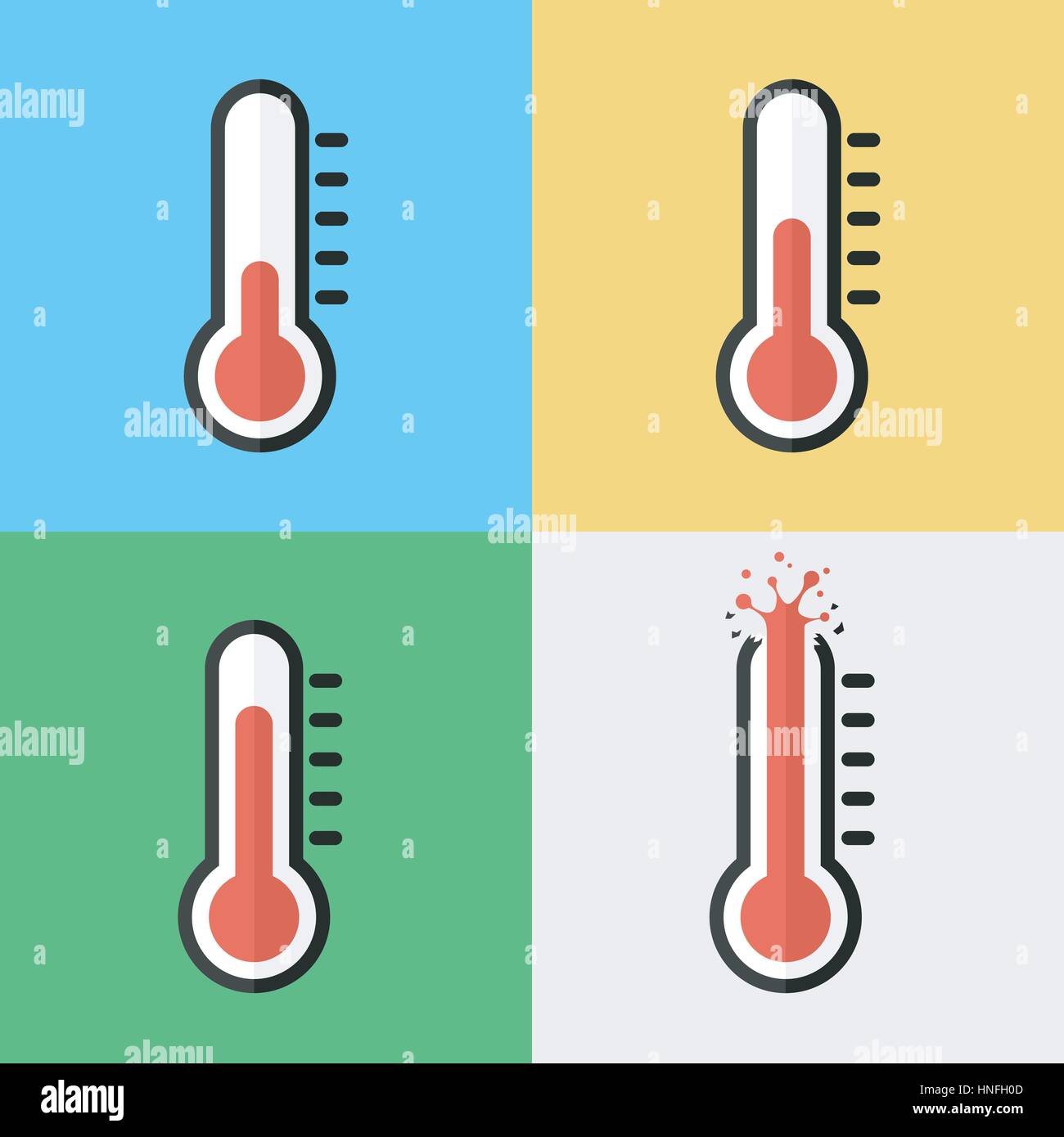 Broken thermometer ( Overheat ) ( Flat design Stock Vector Image & Art