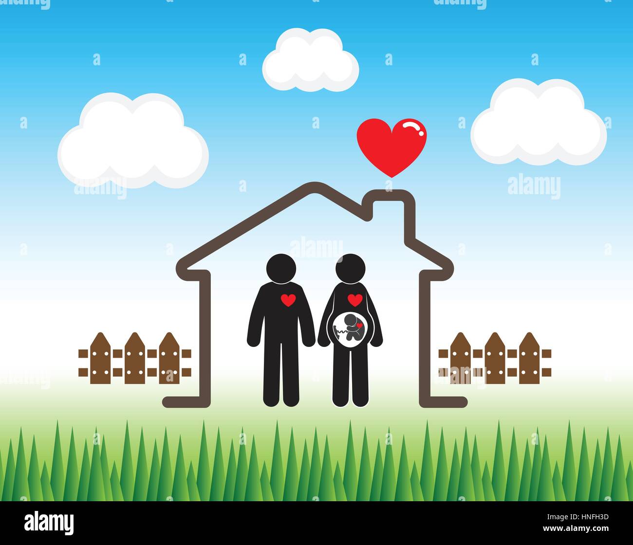 Pregnancy pregnant husband wife baby love heart Stock Vector Images - Alamy