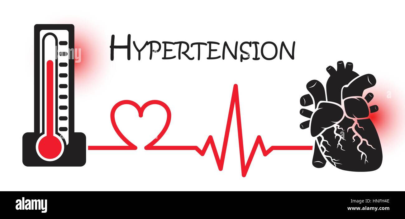 Essential or Primary Hypertension ( high blood pressure )( sphygmomanometer connect to heart ) ( flat design ) ( NCD concept ( Non communicable diseas Stock Vector
