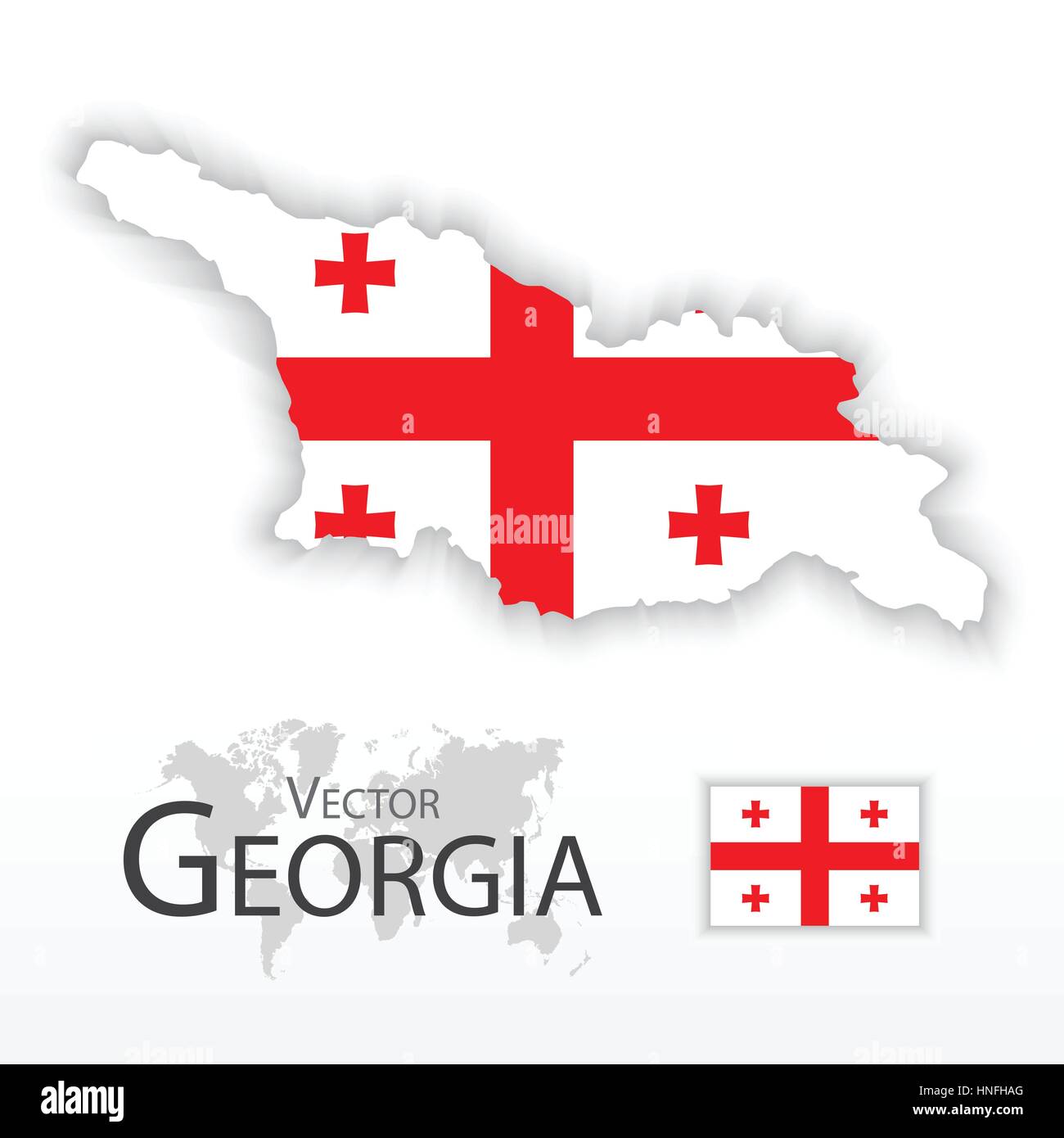 Georgia ( Republic of Georgia ) ( flag and map ) ( transportation and tourism concept ) Stock Vector
