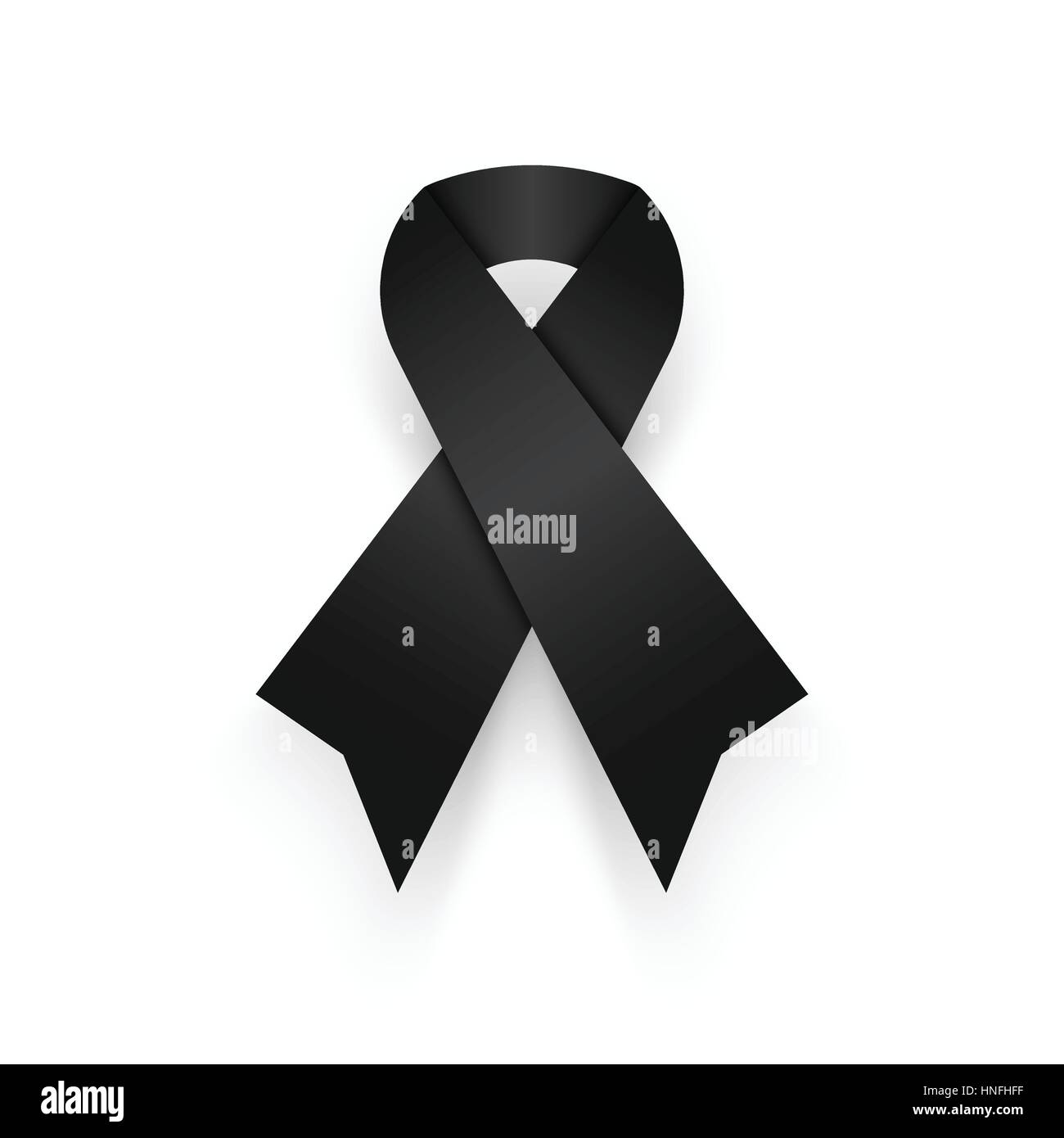 Black ribbon. Rest in Peace. Isolated vector illustration Stock