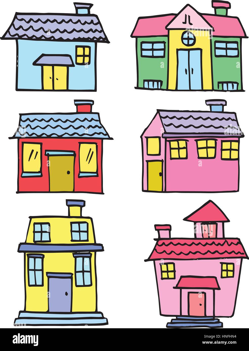 Illustration of house set hand draw collection stock Stock Vector Image ...