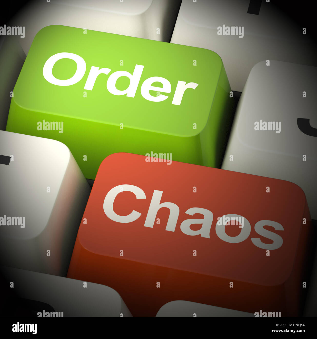 Order Or Chaos Keys Shows Either Organized Or Unorganized 3d Rendering Stock Photo