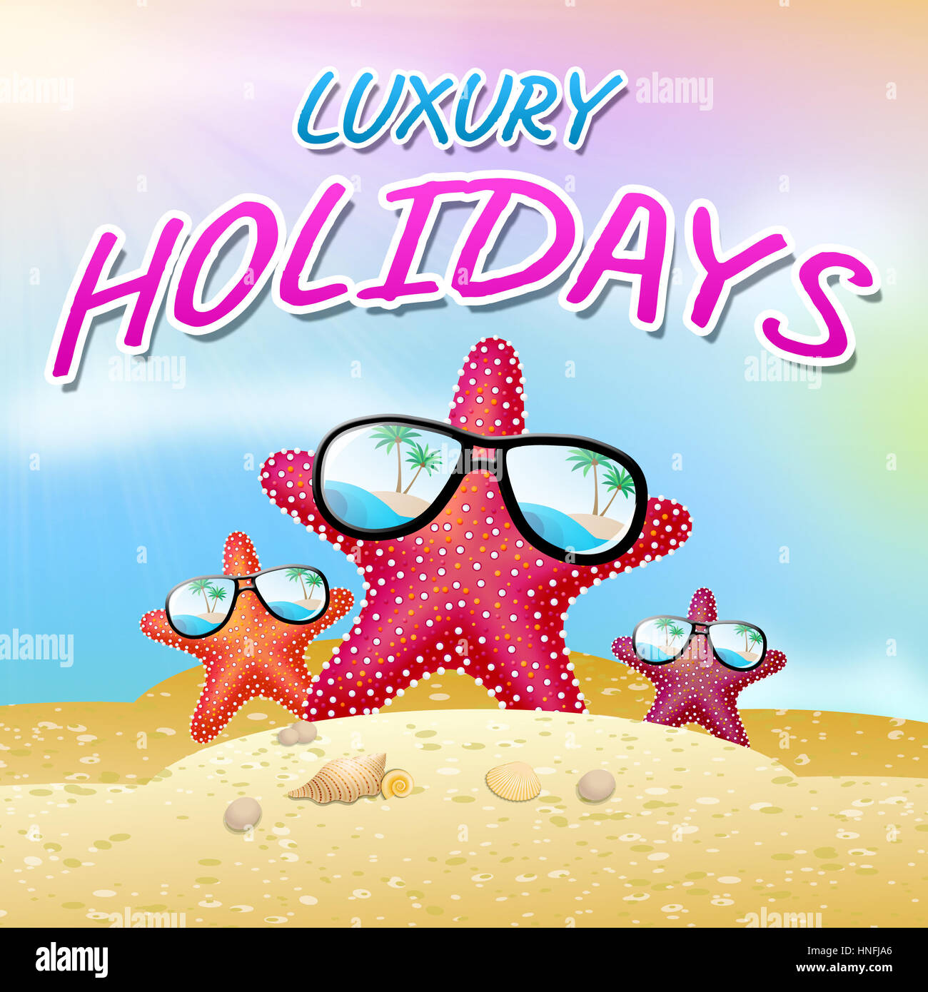 Luxury Holidays Beach Starfish Represents High Quality 3d Illustration Stock Photo