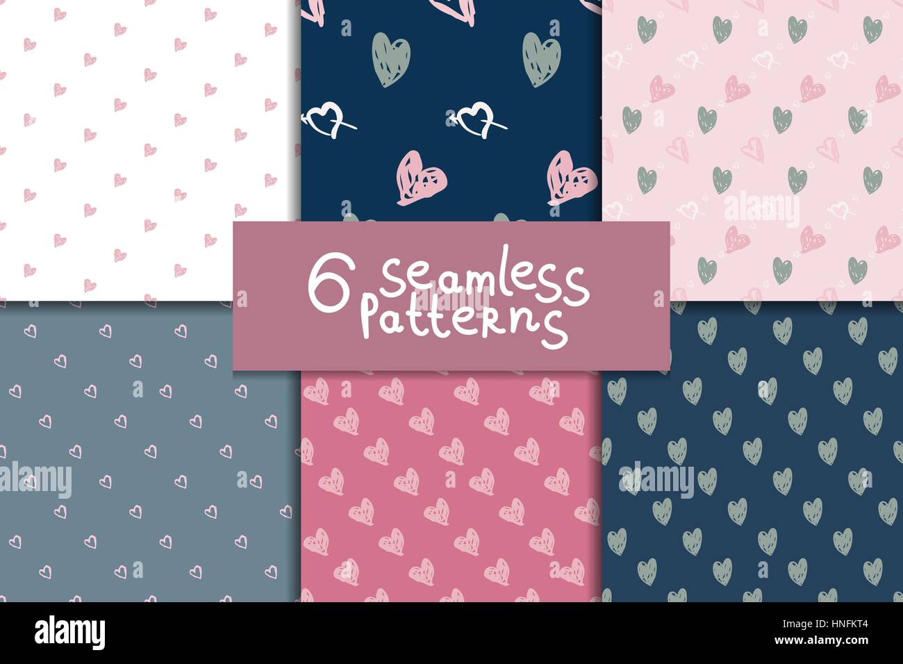 Doodle seamless pattern set with hearts Stock Vector Image & Art - Alamy