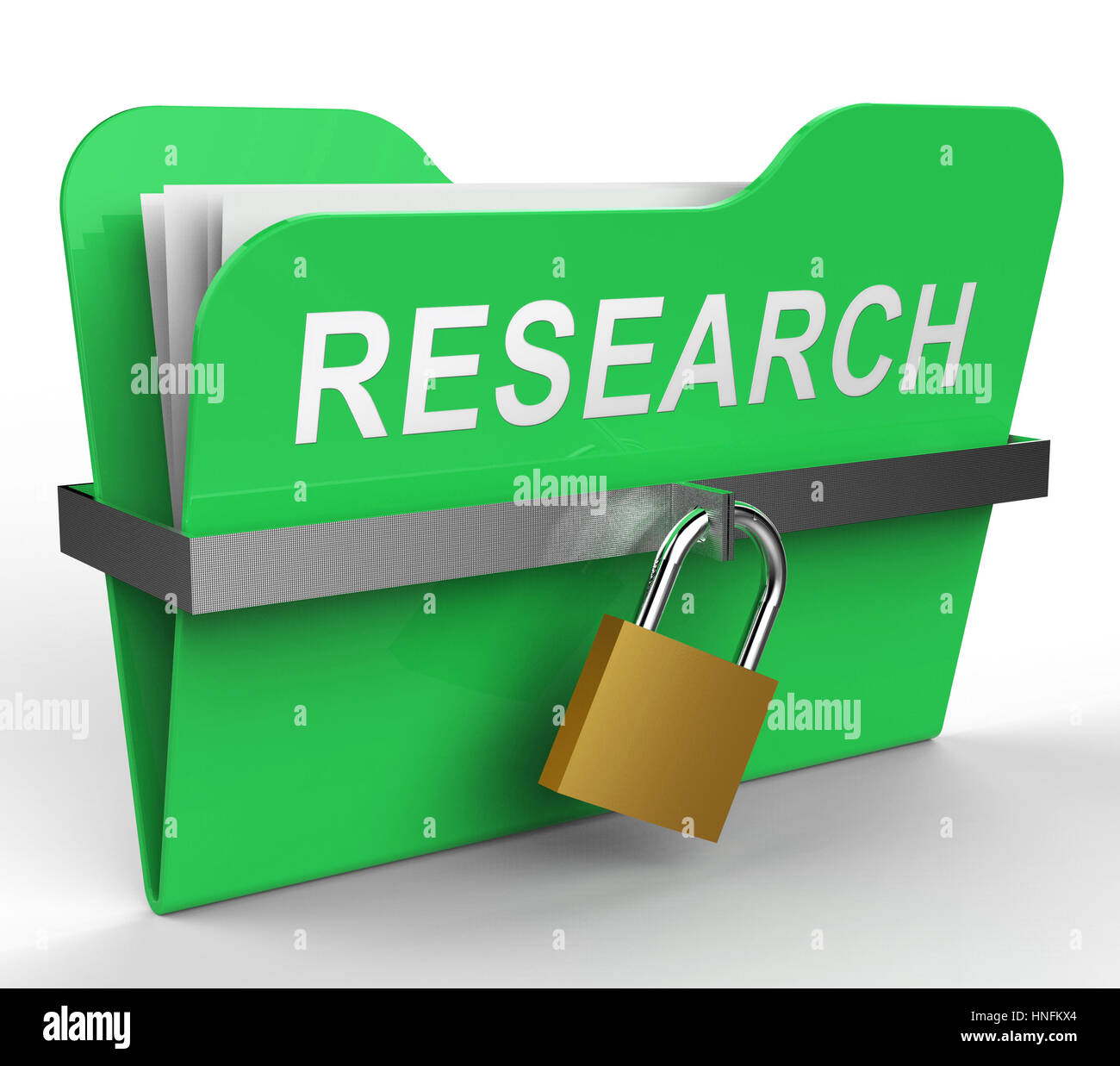 research-file-with-padlock-meaning-gathering-data-3d-rendering-stock