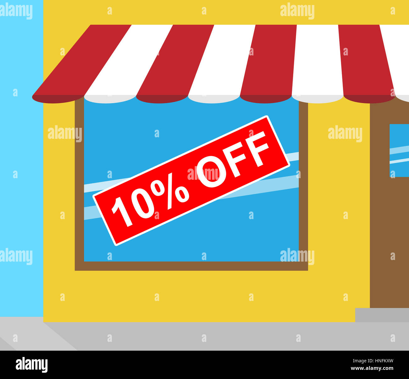 Ten Percent Off Sign In Shop Window Means Reductions 3d Illustration