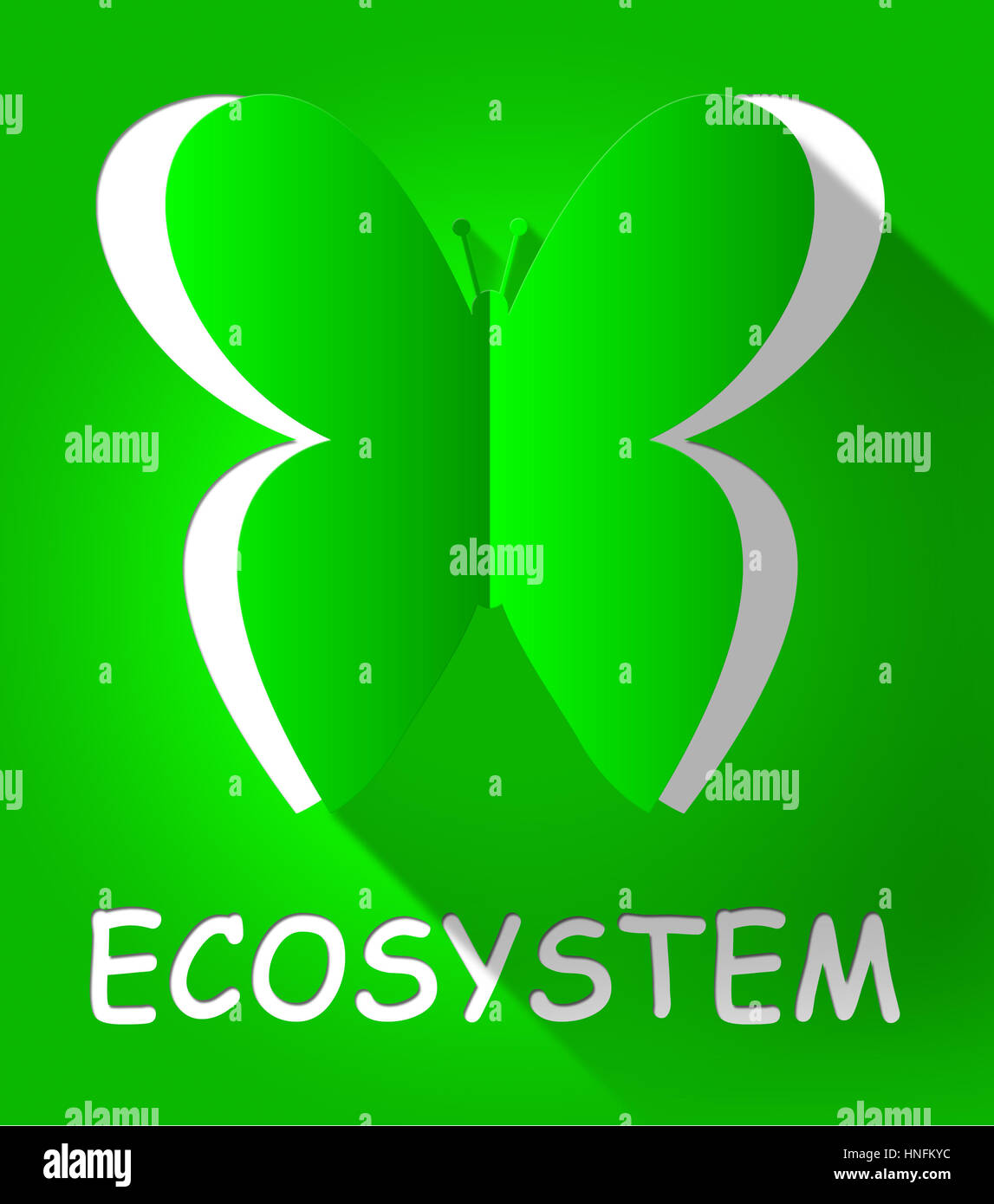 Ecosystem Butterfly Cutout Shows Eco Systems 3d Illustration Stock Photo