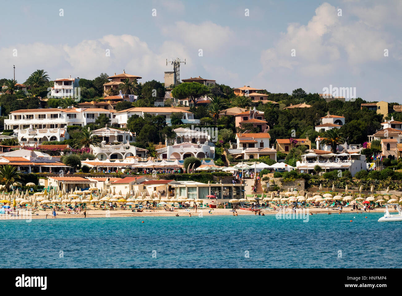 Colourful View looking at the Beach, Buildings, Shops, Restaurants