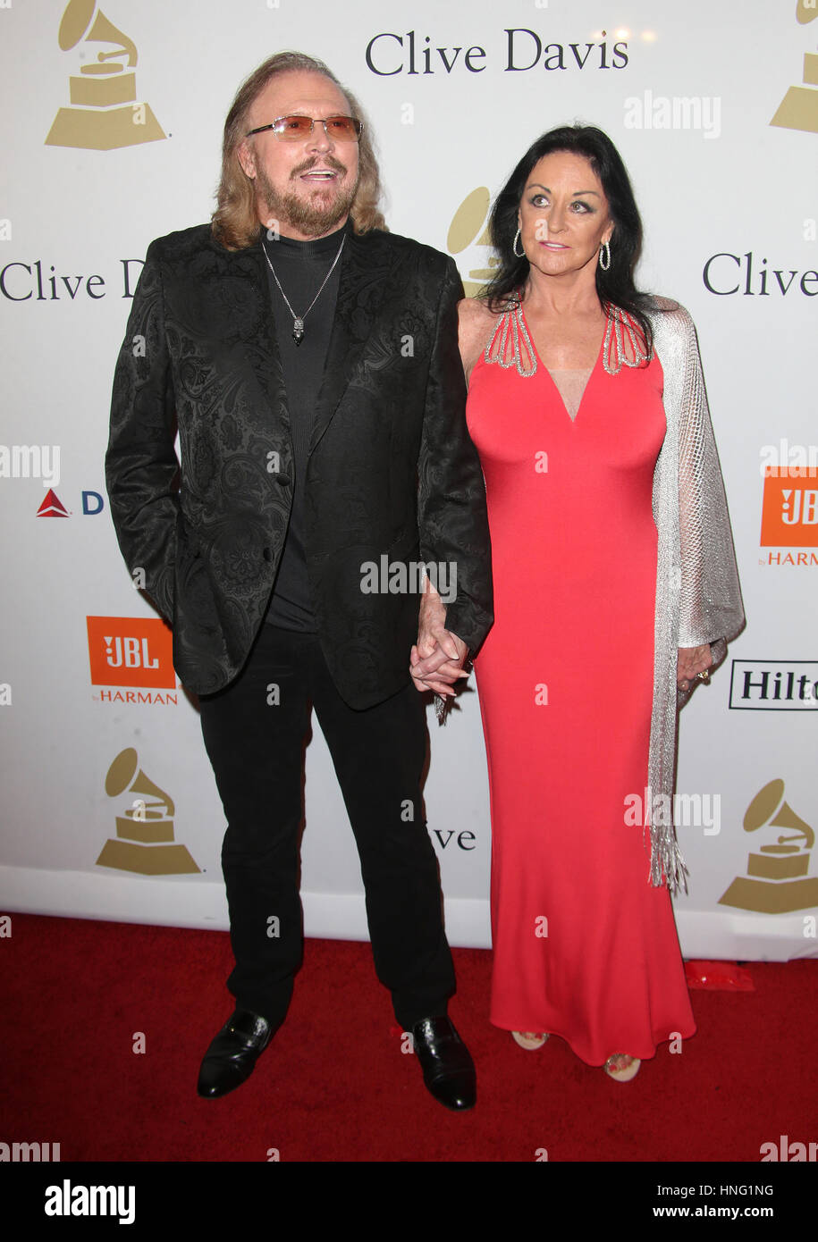 Beverly Hills, CA. 11th Feb, 2017. Barry Gibb, Linda Gray, At Pre-GRAMMY Gala and Salute to Industry Icons Honoring Debra Lee, At The Beverly Hilton Hotel In California on February 11, 2017. Stock Photo
