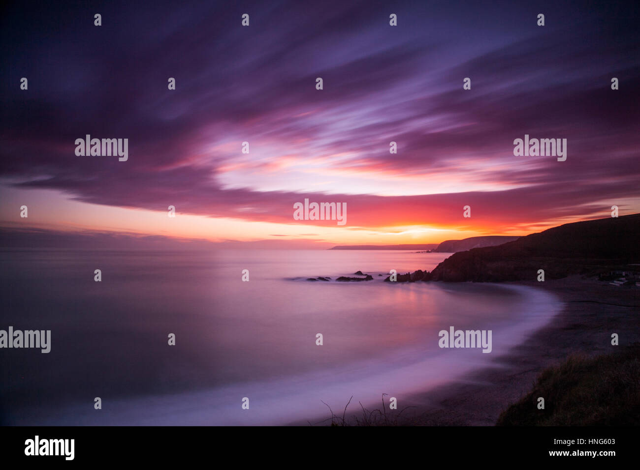 After the sunset , glorious purple hues Stock Photo
