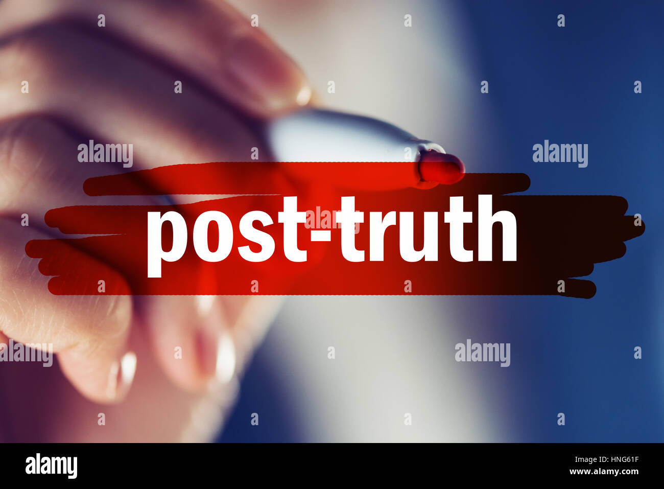 Post-truth concept, also known as post-factual politics Stock Photo