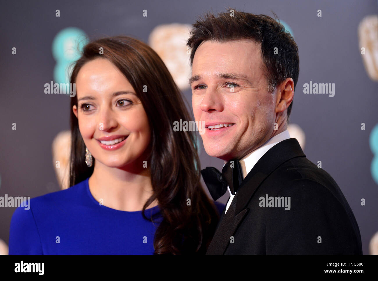 Rupert Evans and Olivia Bennett attending the EE British Academy Film  Awards held at the Royal Albert Hall, Kensington Gore, Kensington, London.  PRESS ASSOCIATION Photo. Picture date: Sunday February 12, 2017. See
