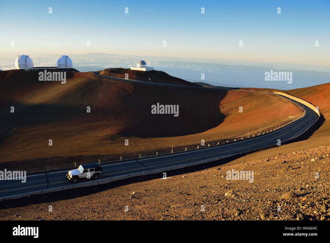 telescopes on the summit of Mauna Kea on the Big Island of Hawaii Stock