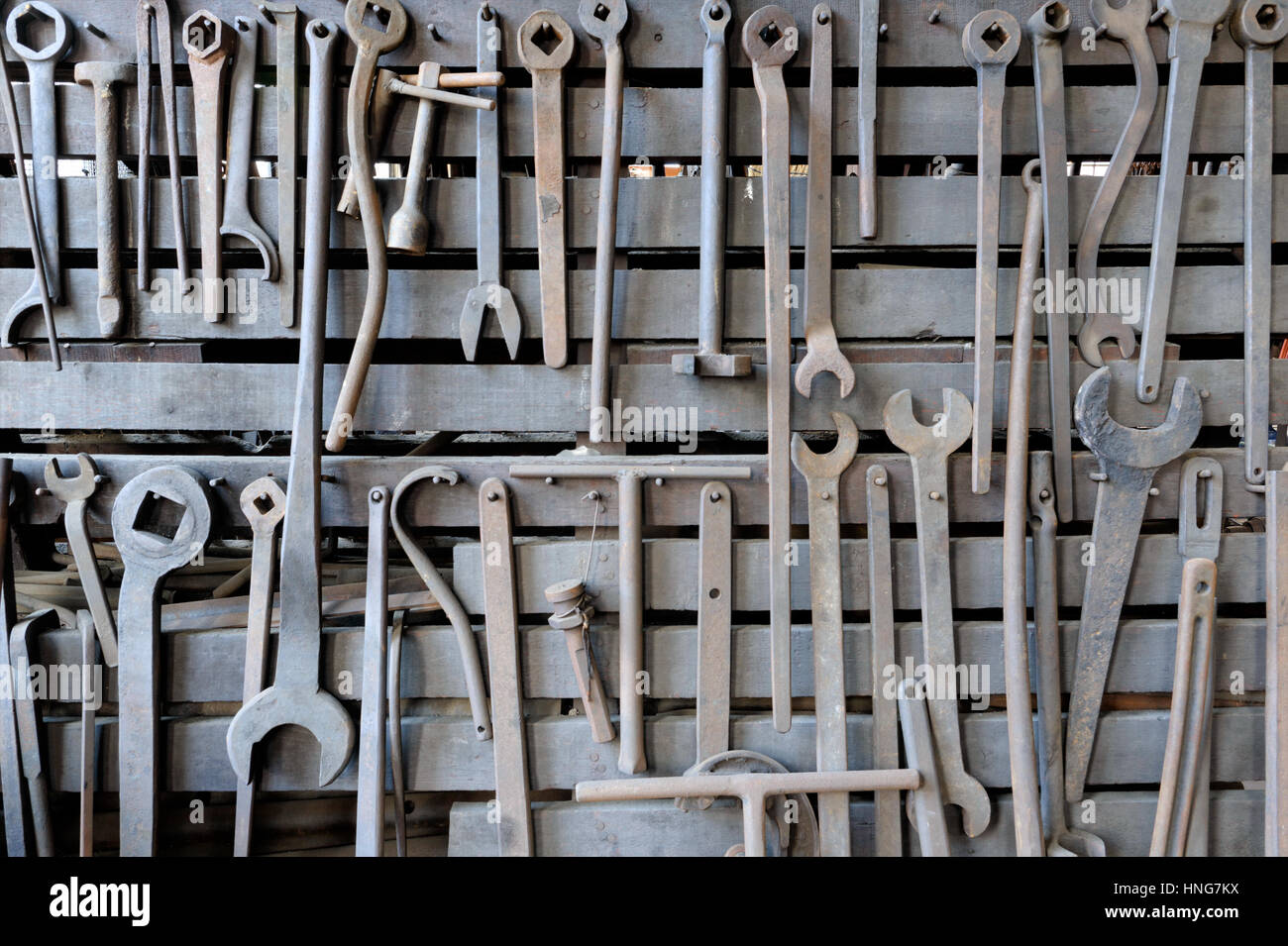 Tool industrial background from an old fashioned machine shop with