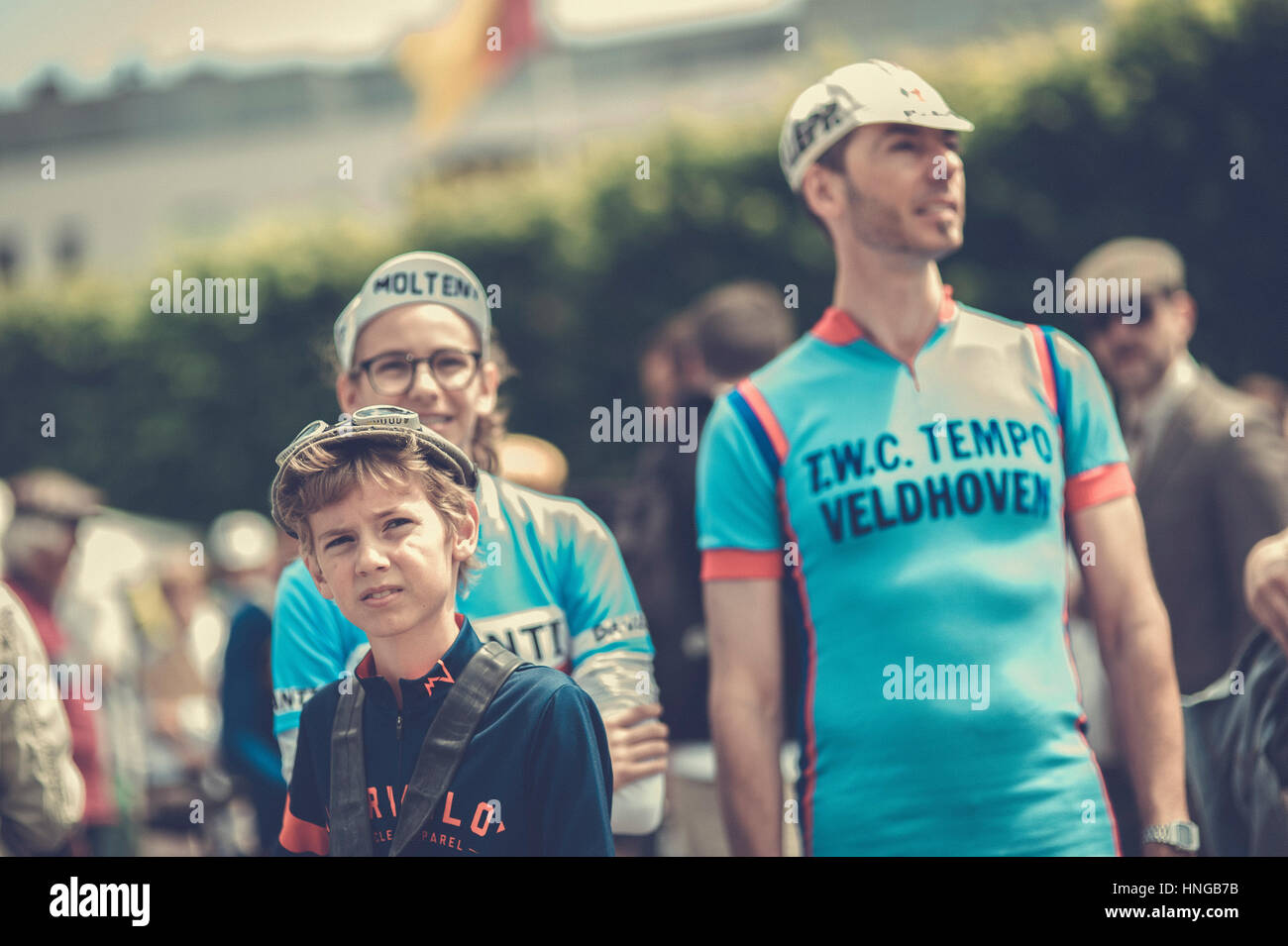 Retro Ronde of the Tour of Flanders in Oudenaarde, Belgium. Stock Photo