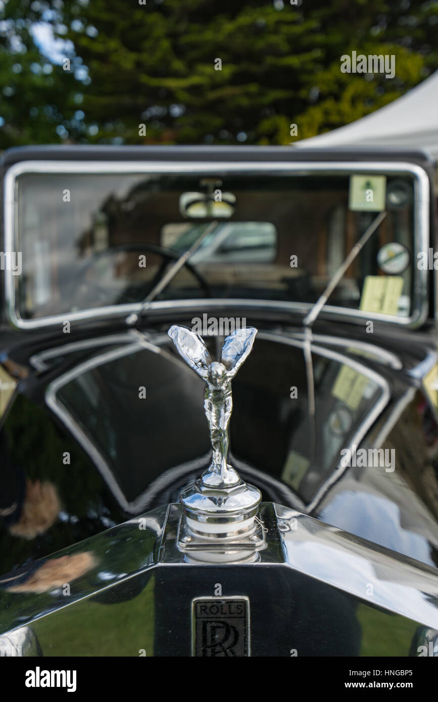 Spirit of Ecstacy on a vintage Rolls Royce at the 2016 Bodelwyddan Classic Car Show Stock Photo