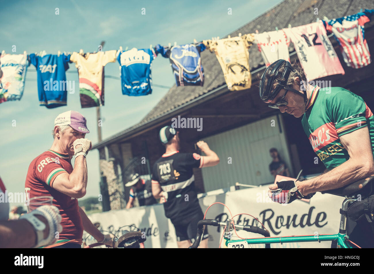 Retro Ronde of the Tour of Flanders in Oudenaarde, Belgium. Stock Photo