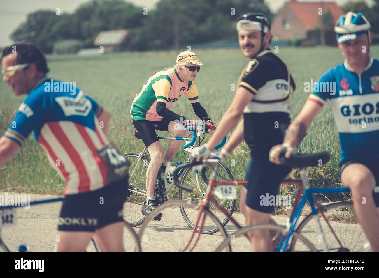 Retro Ronde of the Tour of Flanders in Oudenaarde, Belgium. Stock Photo