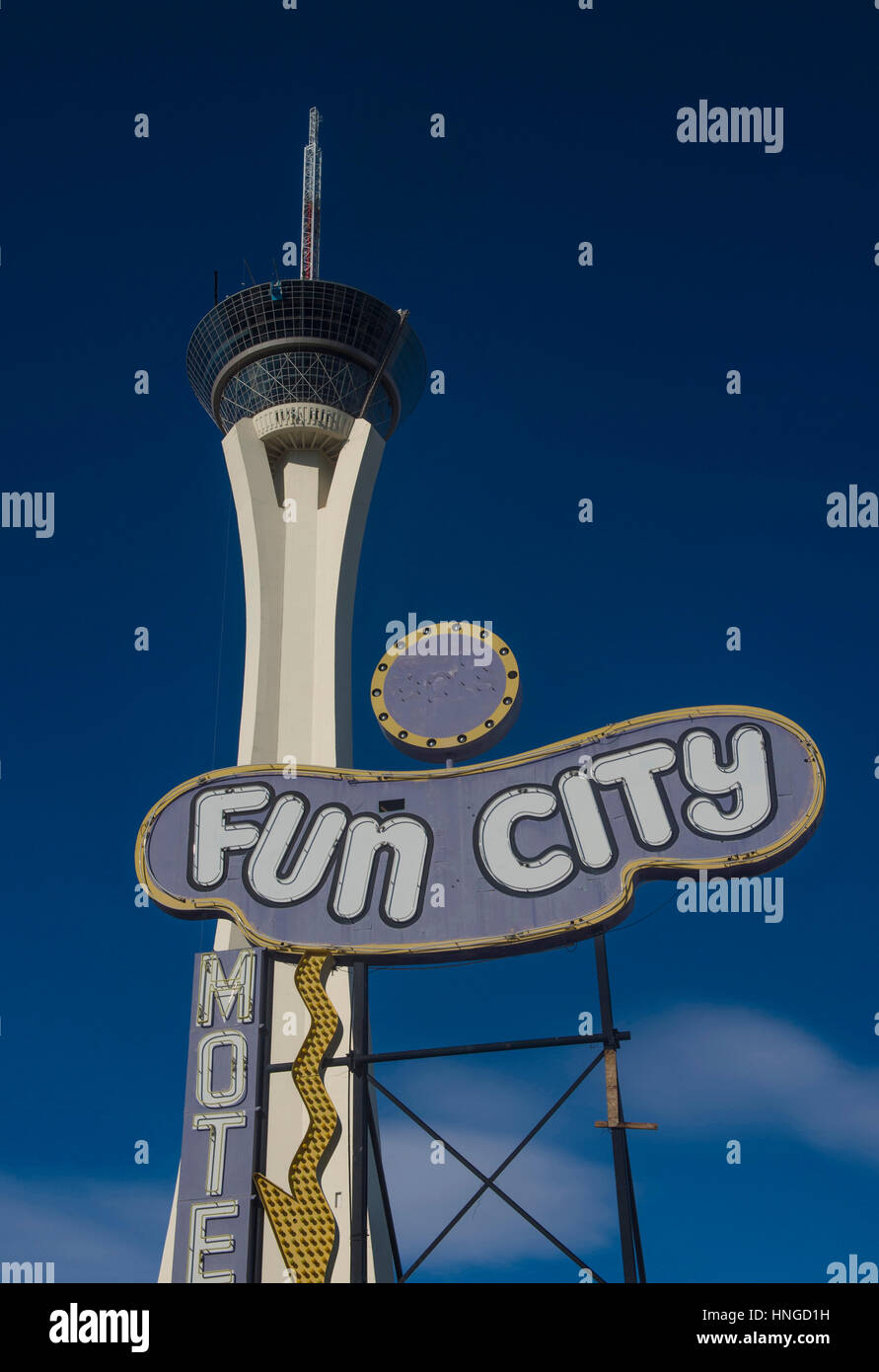 The Stratosphere tower in Las Vegas. The Stratosphere Tower is the