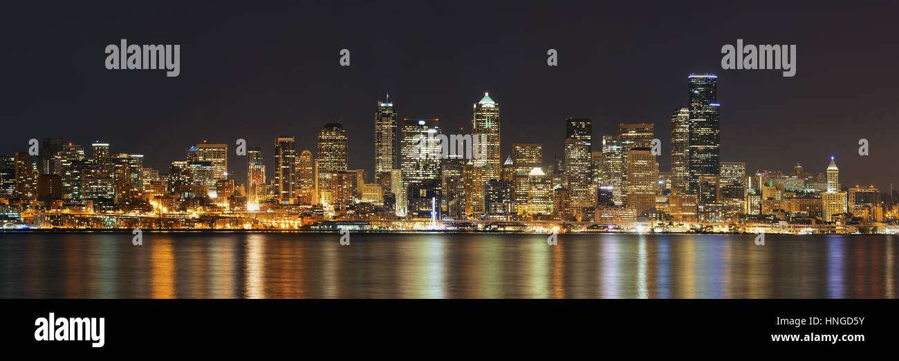 Seattle city skyline view over sea with urban architecture Stock Photo ...