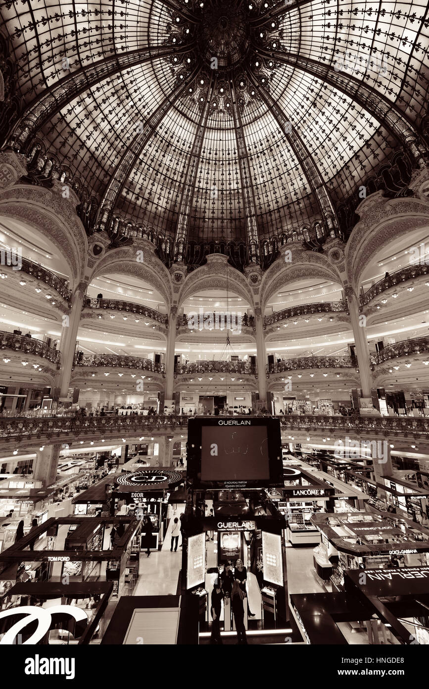 Interiors of A Shopping Mall, Galeries Lafayette, Paris, Ile de France, France | Large Solid-Faced Canvas Wall Art Print | Great Big Canvas