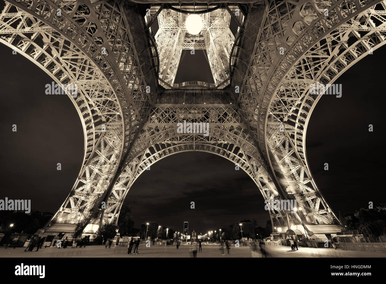Eiffel tower night closeup hi-res stock photography and