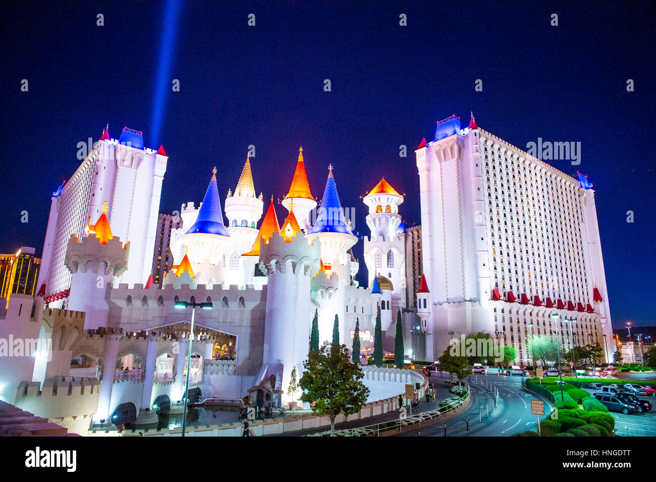 LAS VEGAS - APR 28 : The Excalibur Hotel and Casino in Las Vegas on April  28 2015 , The Hotel was named after King Arthur's sword and opened in 1990  Stock Photo - Alamy