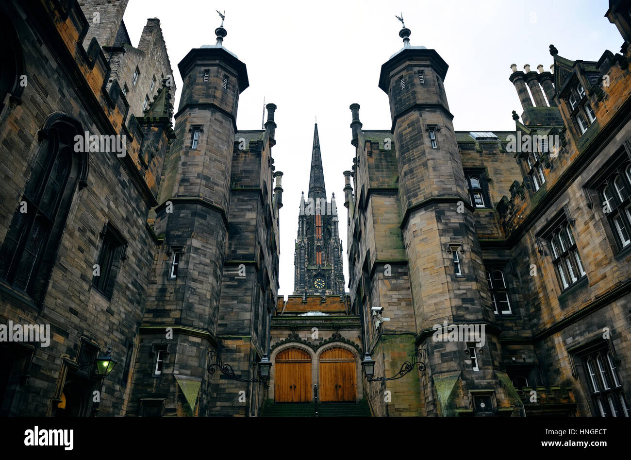 The University of Edinburgh historical architecture closeup Stock Photo
