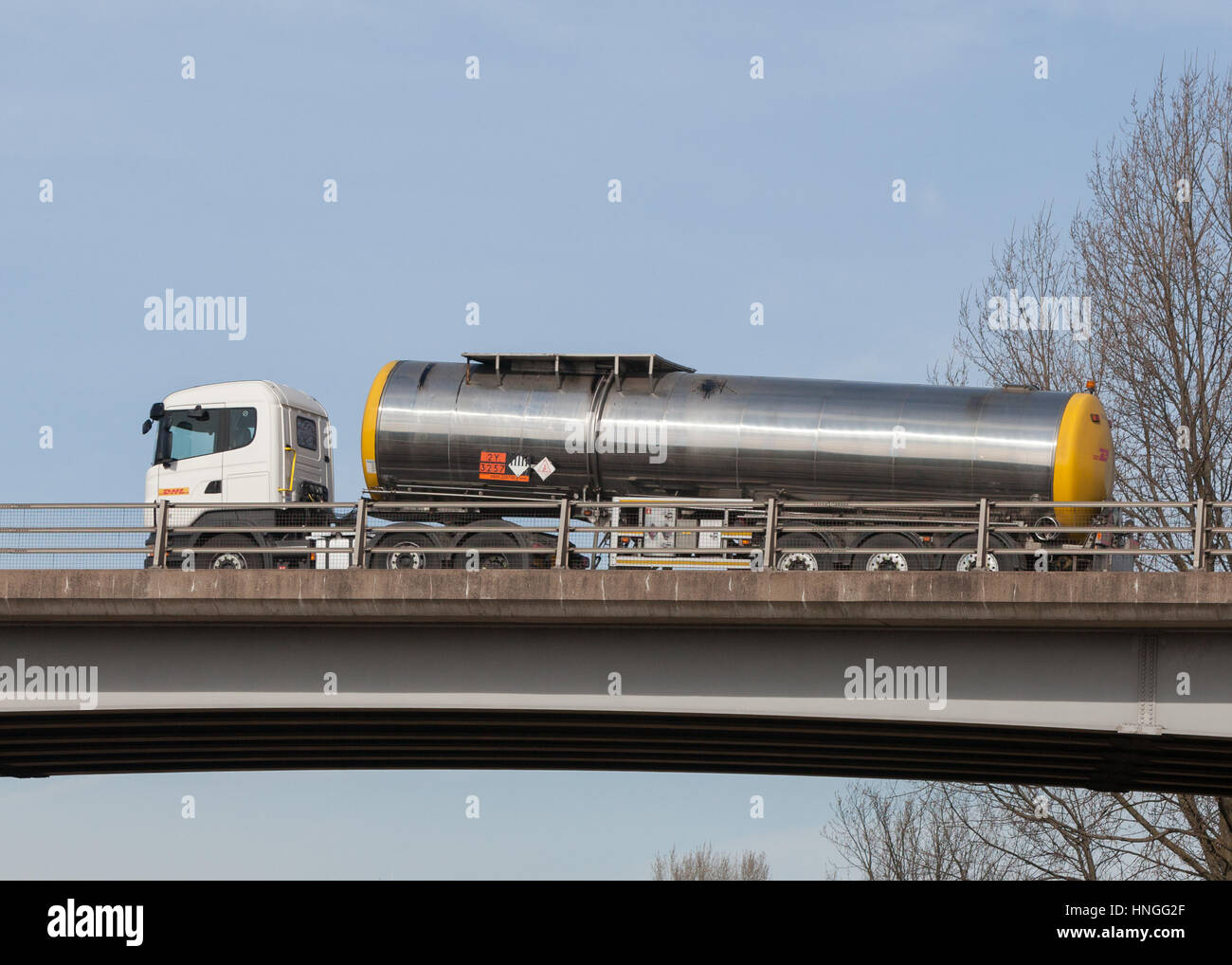 A DHL tanker transporting a hot liquid Hazardous chemical reference 2Y