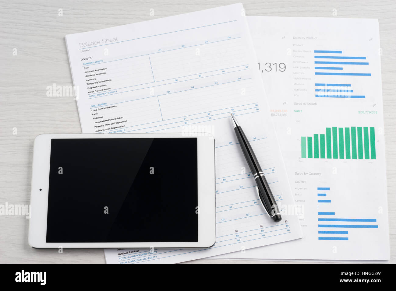 The documents on the table and digital tablet stock photo alamy