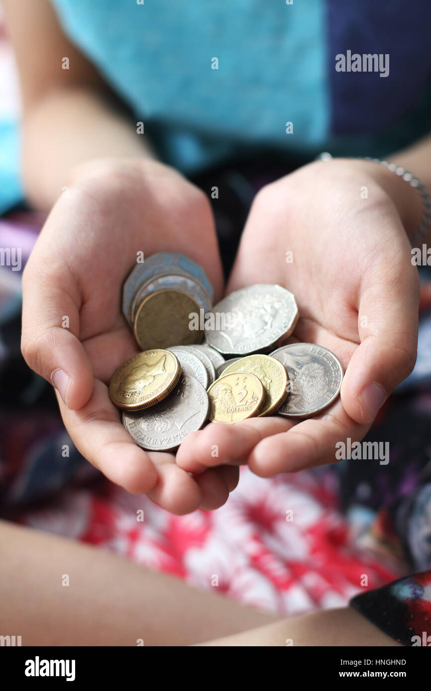 Close up image of Australian coins Stock Photo