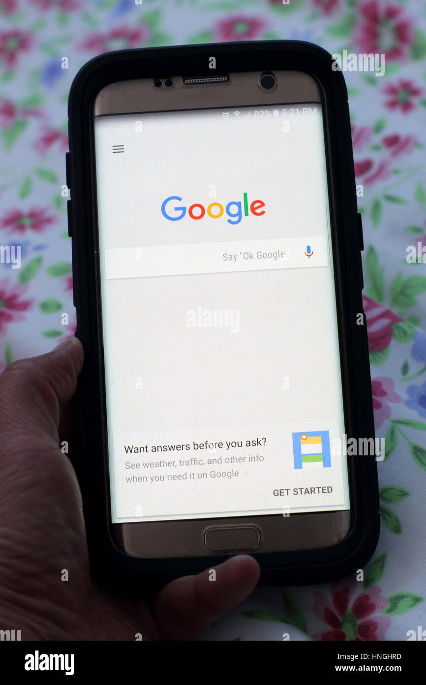Google Search  Application on Android Smart phone Stock Photo