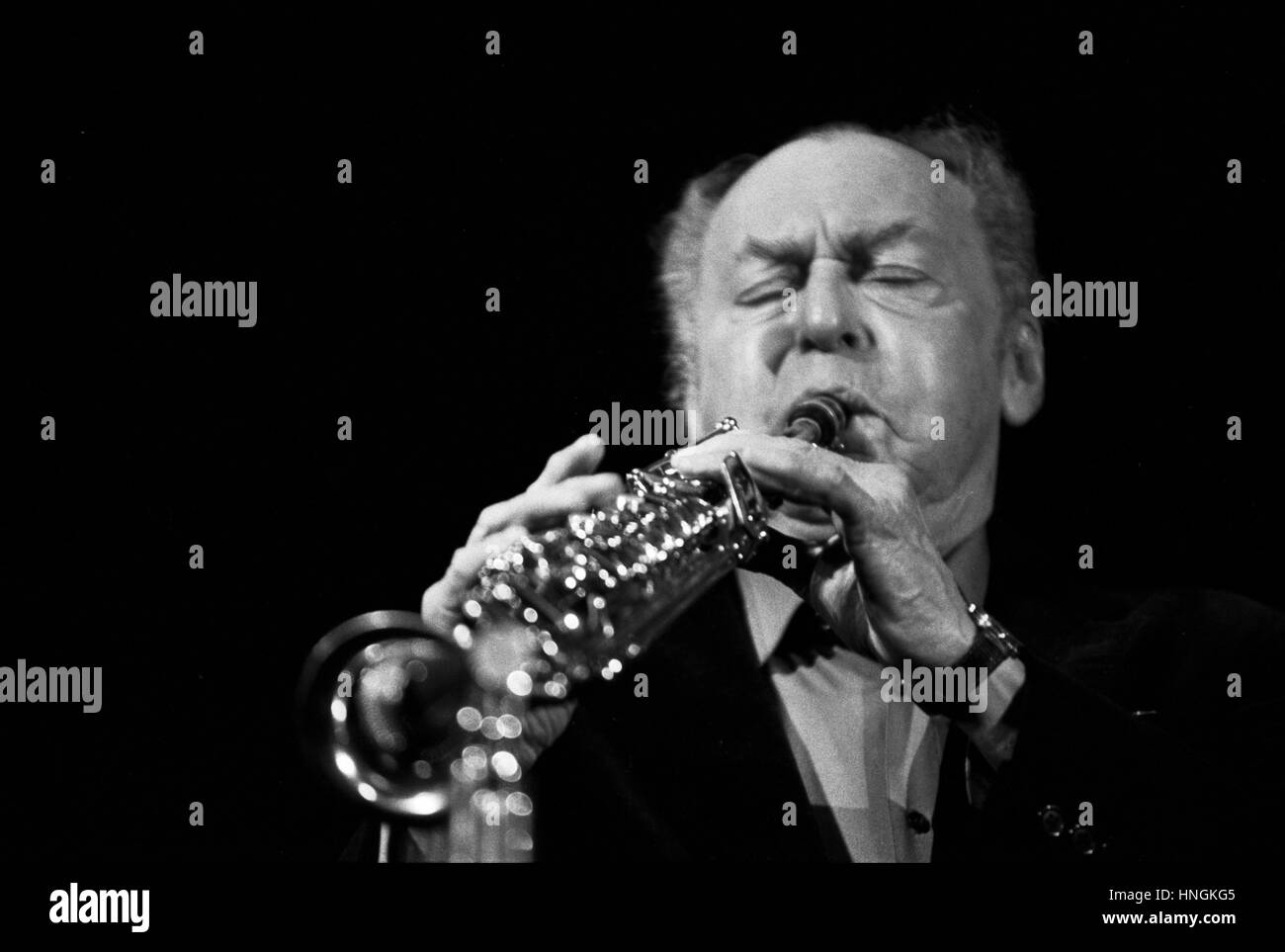 Woody Herman at a recording session in New York City, around 1980. Stock Photo