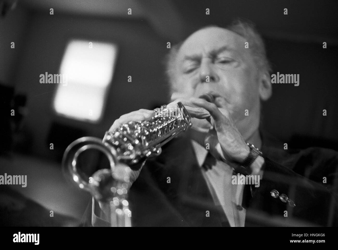 Woody Herman at a recording session in New York City, around 1980. Stock Photo