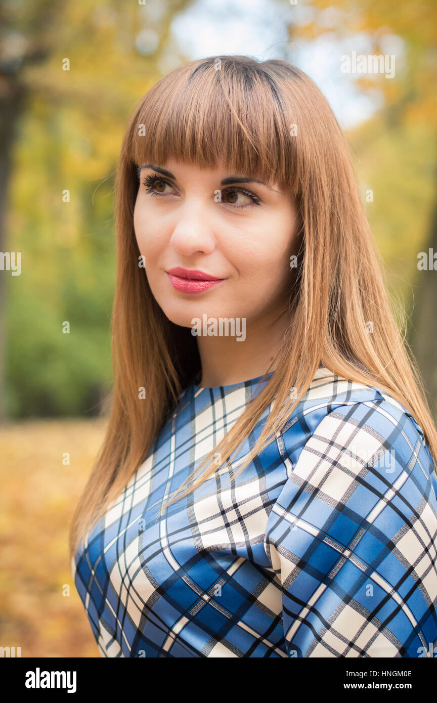 beautiful girl in park autumn Stock Photo - Alamy