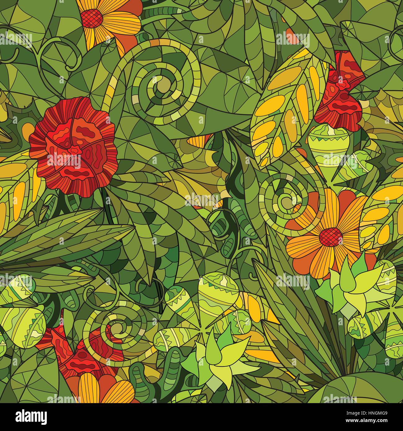 hand drawn floral seamless pattern Stock Vector Image & Art - Alamy
